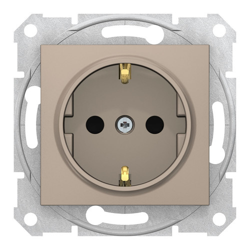Розетка Schneider Electric SEDNA, скрытый монтаж, с заземлением, со шторками, титан