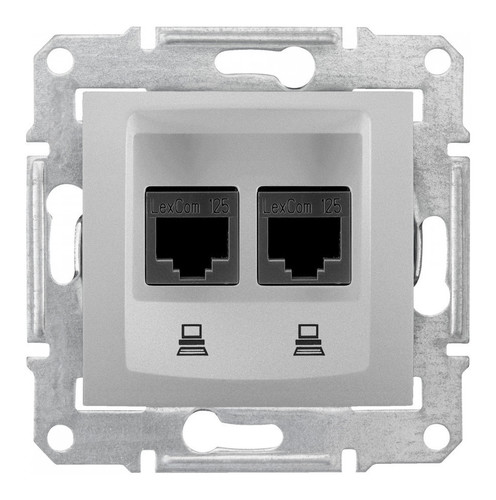 Розетка двойная компьютерная RJ45 Cat.5 Schneider Electric SEDNA, алюминий