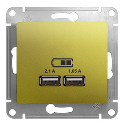 Розетка 2xUSB GLOSSA, фисташковый